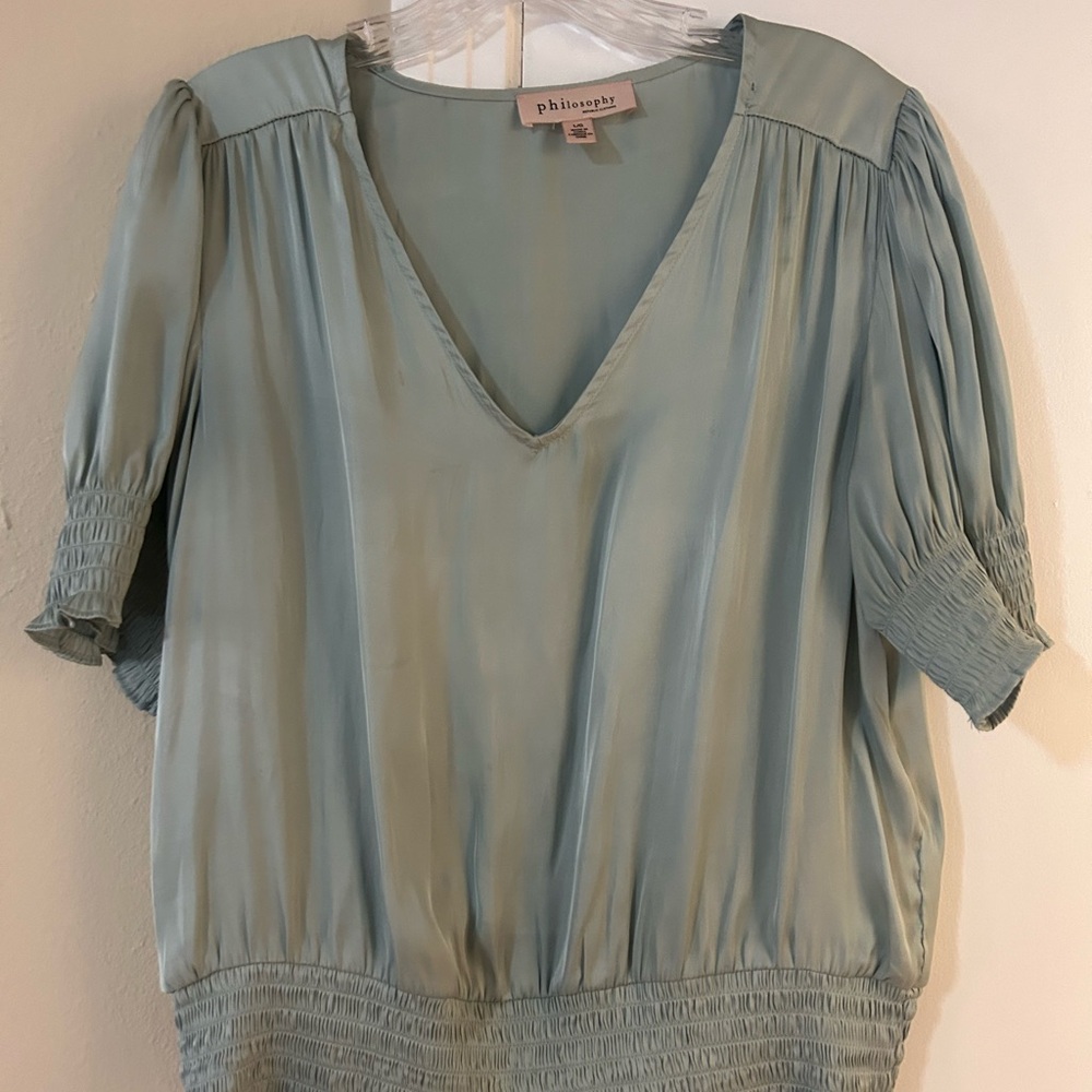 Philosophy light mint green short sleeve blouse